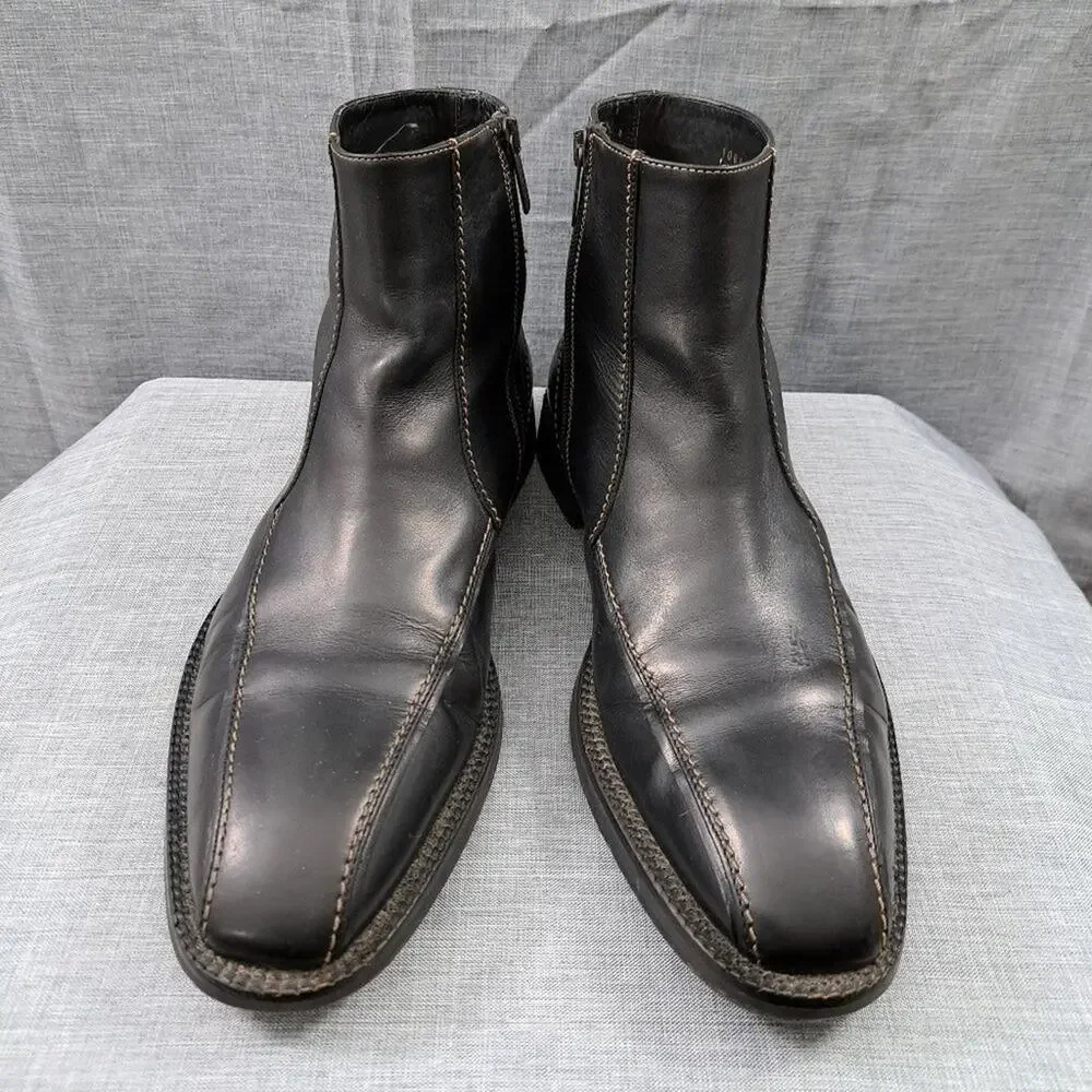 %Hugo Boss Black Leather Chelsea Chukka Ankle Boots Men's SZ 8 / D9
